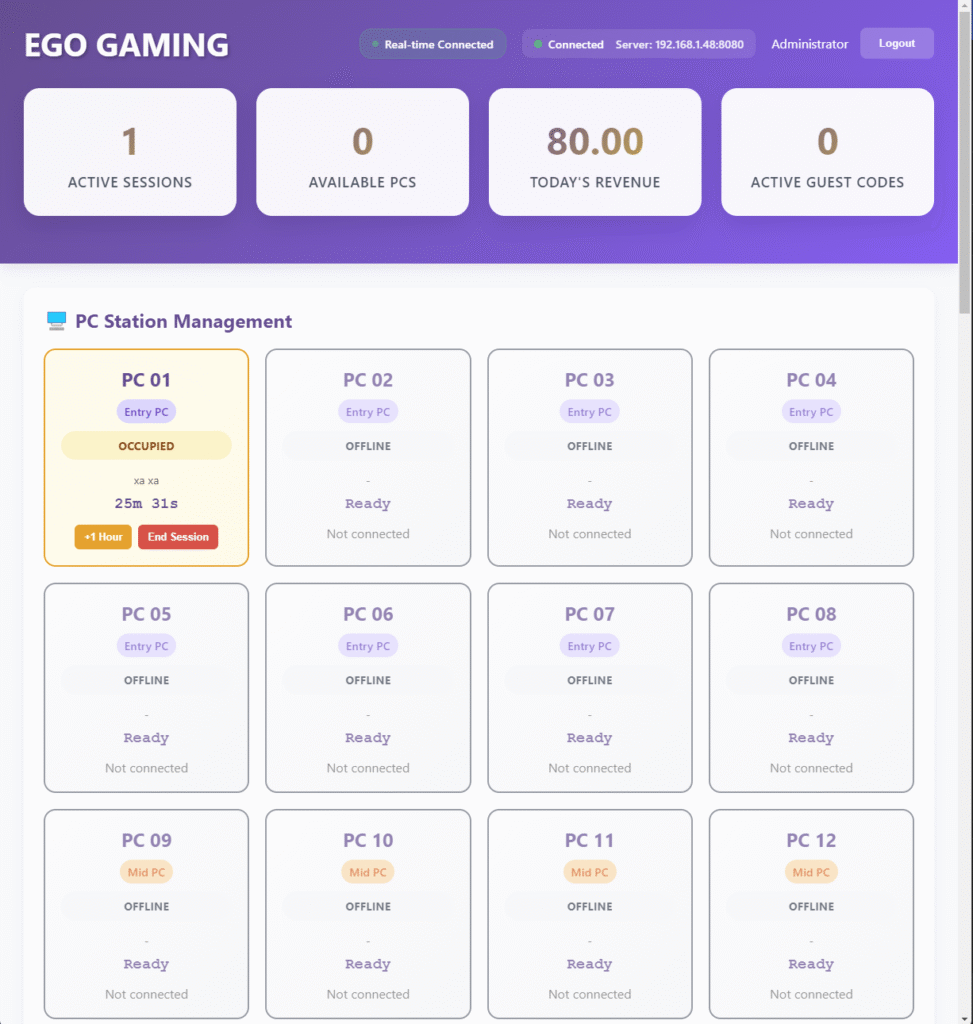Ego Gaming - Cybercafe Management System