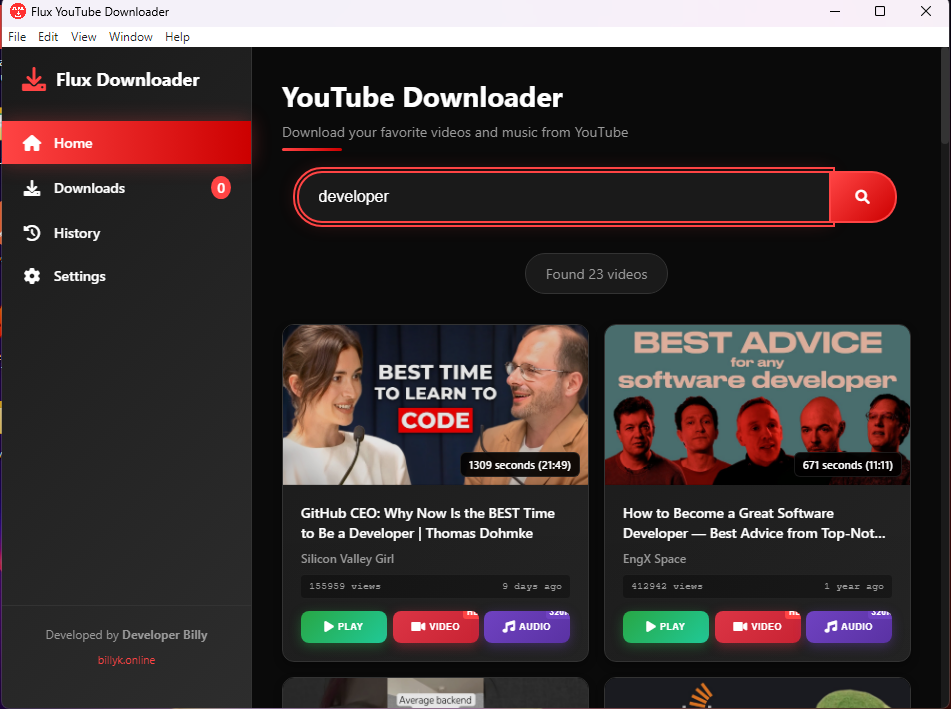 Flux YouTube Downloader – Desktop Application