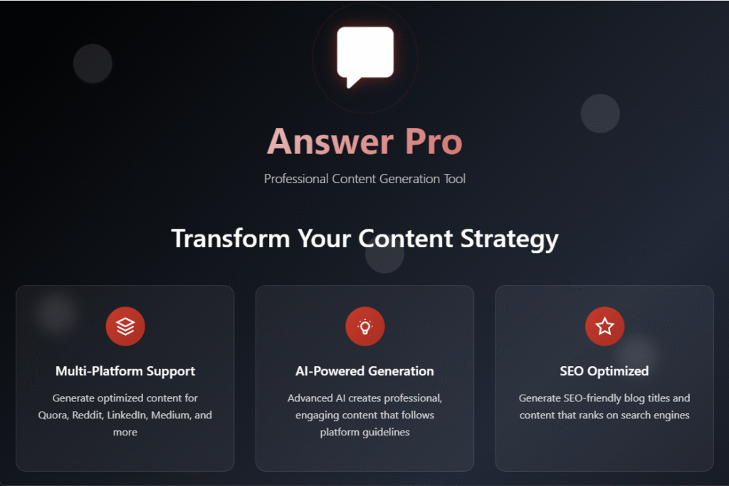 Answer Pro – AI-Powered Content Generation Platform