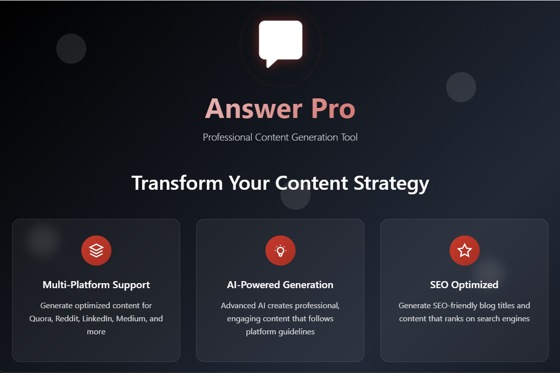 Answer Pro – AI-Powered Content Generation Platform